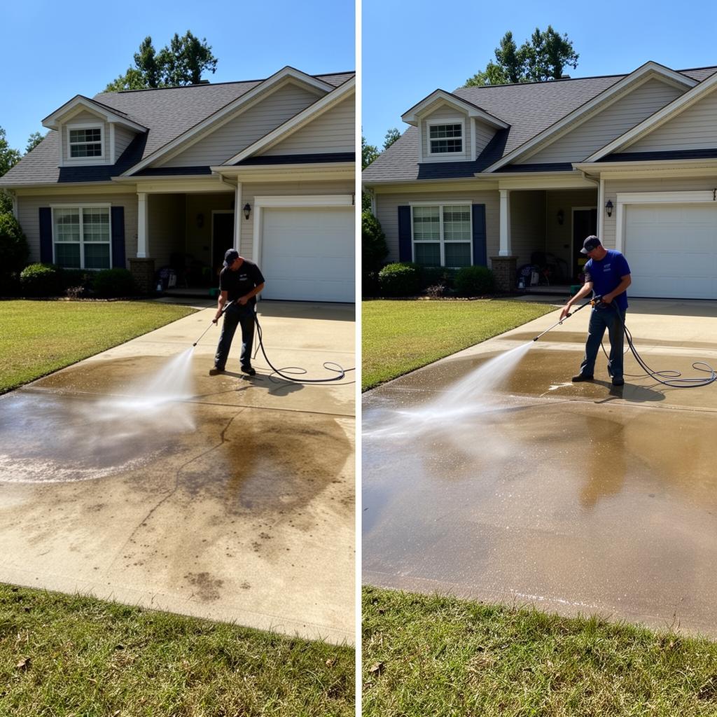 Professional pressure washing driveway cleaning